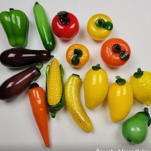 Remaining 6 hand blown glass blown fruit and vegetables